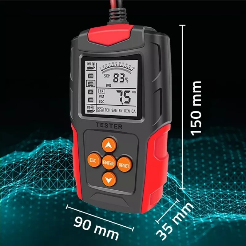 Qoltec 52484 LCD skaitmeninis akumuliatorių testeris | 12V | 24V | 3Ah-200Ah