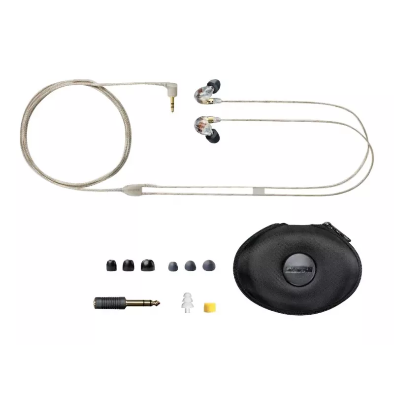 Shure SE535 ausinės laidinės vidinės ausies sceniniam ir studijos naudojimui permatomos