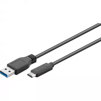 Wentronic Goobay USB 3.0 SuperSpeed laidas USB-C™, juodas, 2 m - USB 3.0 kištukas (A tipas) > USB-C kištukas (71221)