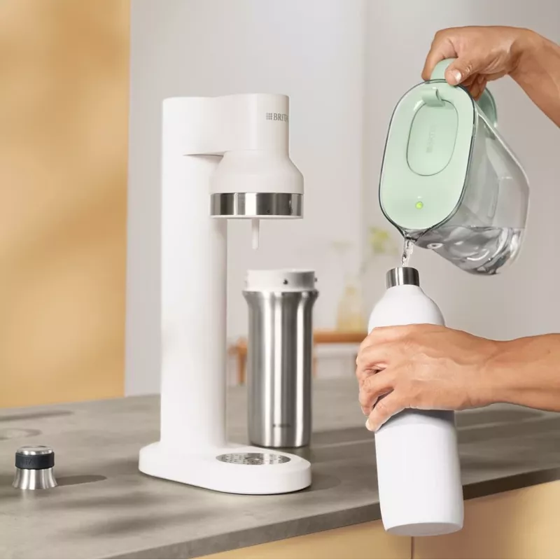 Brita 1046738 karbonizavimo butelis gazuotam vandeniui, nerūdijantis plienas, 650 ml, 77 mm skersmuo, 278 mm aukštis