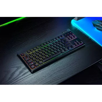 Razer BlackWidow V4 Low-Profile Tenkeyless HyperSpeed klaviatūra, žaidimų, USB / RF belaidė / Bluetooth, QWERTY US International, juoda