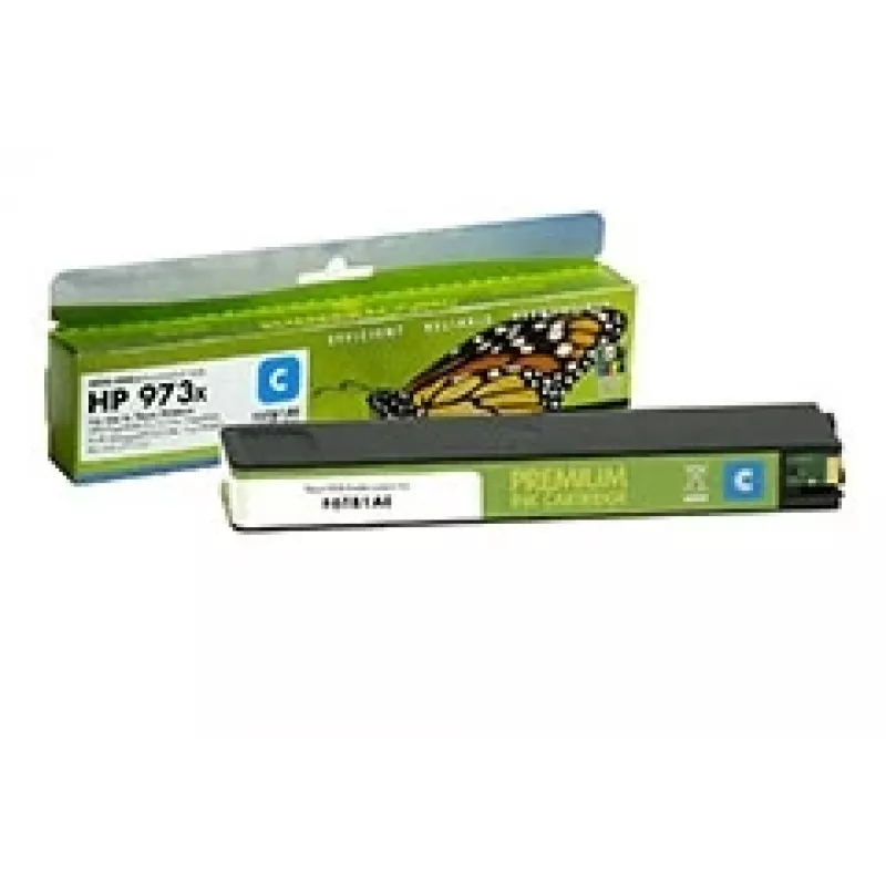 Suderinama statinės kontrolės HP kasetė Nr.973X Cyan (F6T81AE) nauja mikroschema