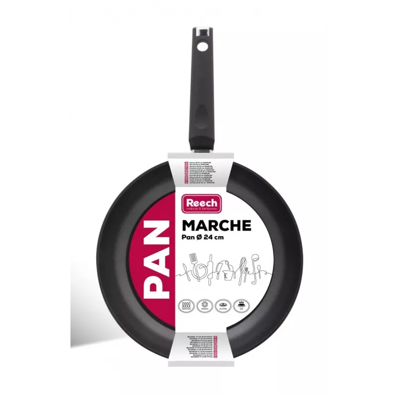 Keptuvė LAMART LP1002 MARCHE 24 cm – aliumininė, neprideganti, juoda