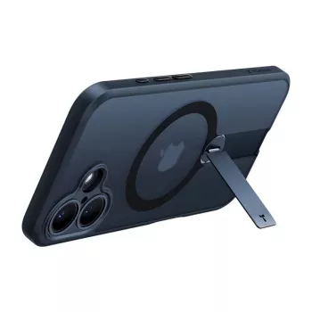 Apsauginis dėklas Torras Pstand Spin iPhone 16 Plus – juodas, sulankstomas stovas, plona apsauga