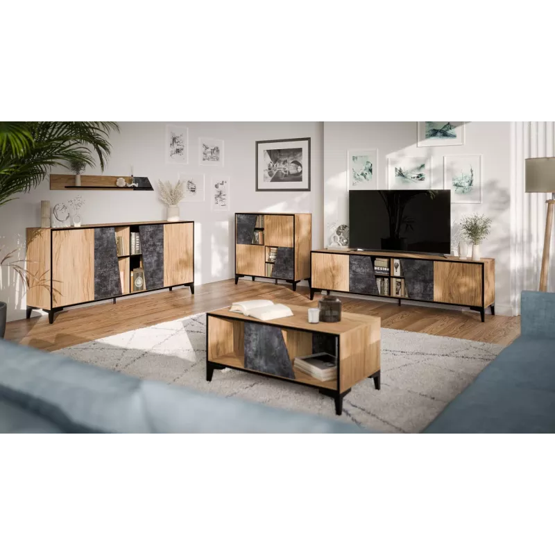 Cama 4D RTV spintelė OVO 180x38xH53 ąžuolas/betonas