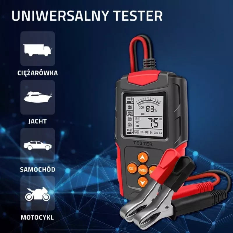 Qoltec 52484 LCD skaitmeninis akumuliatorių testeris | 12V | 24V | 3Ah-200Ah