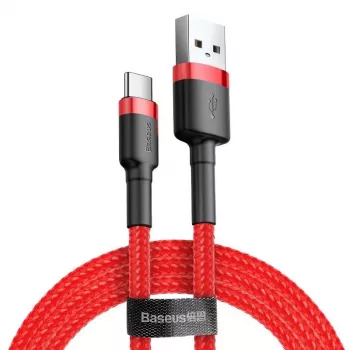 USB 2.0 A – USB-C laidas Baseus CATKLF-B09 1m QC3.0 nailoninis pintas raudonas, greitas įkrovimas ir duomenų sinchronizavimas