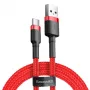 USB 2.0 A – USB-C laidas Baseus CATKLF-B09 1m QC3.0 nailoninis pintas raudonas, greitas įkrovimas ir duomenų sinchronizavimas
