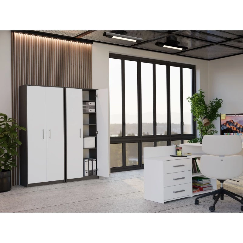 OLIV 2D CLOSED SHELVING UNIT, ANTHRACITE/Balta SET