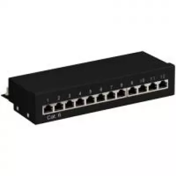 Wentronic Goobay CAT 6 Mini/Desktop Patch Panel, 12 prievadų, juodas - STP ekranuotas (69307)