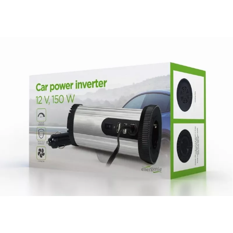 Gembird EG-PWC150-01 automobilinis keitiklis 150 W Juoda, Pilka