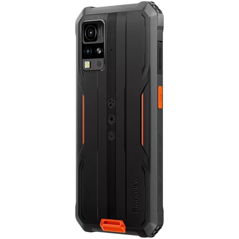 Nešiojamas atsparus telefonas Blackview BV4800SE LTE 6.56 inch HD+ IPS 90Hz 4GB+64GB UMS9320E aštuonių branduolių 1,8GHz 16MP+2MP galinė kamera NFC 5100mAh be įkroviklio Android 15 oranžinis