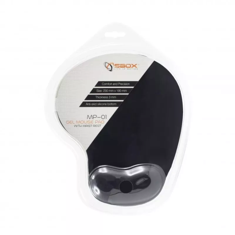 Sbox MP-01B pelės kilimėlis su geliniu riešo atramu, juodas