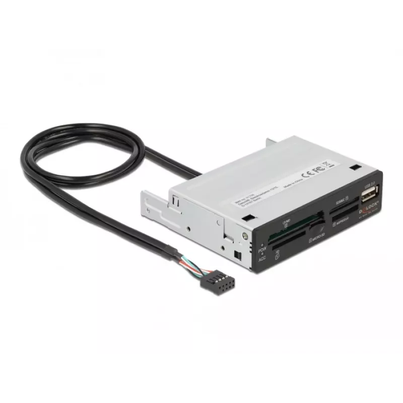 DeLOCK 91708 kortelių skaitytuvas USB 2.0 vidinis juodas pilkas CF SD MicroSD