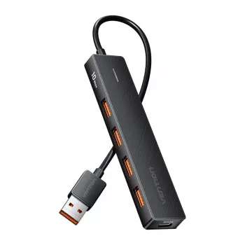 USB 3.2 Gen 2 5-in-1 Multiport Hub Vention CHOBB — 5 prievadai (4× USB 3.2 Gen 2 Type-A, 1× USB 3.2 Gen 1 Type-A), 0,15 m, ABS, juoda