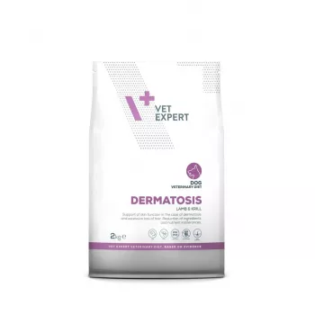 Sausas šunų ėdalas VETEXPERT Veterinary Diet Dermatosis Ėriena ir Krilis, 2 kg, suaugusiems šunims, baltymai 24%, riebalai 17%