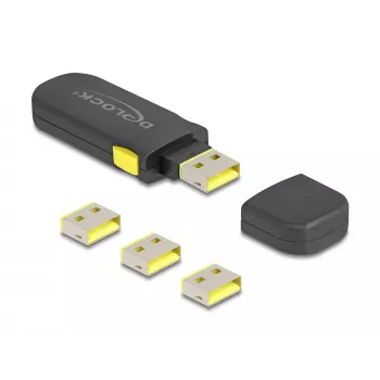 USB prievadų blokatorius DeLOCK 22031 (4 vnt., juodas/geltonas)