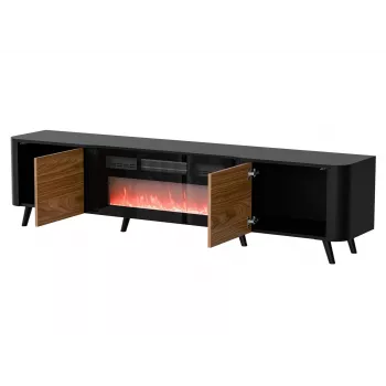 TV spintelė Cama Meble Volare 200 x 39 x 49 cm juoda/riešutas su židiniu