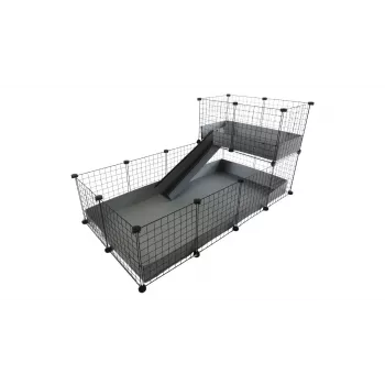 C&C modulinis narvas C&C 4x2 su Loft 2x1 ir pilku rampu – modulinis narvelis jūrų kiaulytėms, 145×75×75 cm, 10 kg