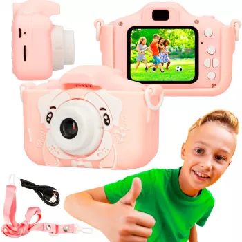 Vaikiškas skaitmeninis fotoaparatas Extralink H28 SINGLE PINK – rožinis/baltas, nuo 3 metų