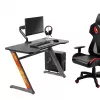 Gaming stalas NanoRS RS120, modernus dizainas, lengvas ir stabilus (maks. 50 kg apkrova), juodas su oranžiniais akcentais