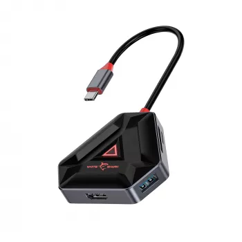 USB-C šakotuvas SBOX HEXAGON 6-in-1 su HDMI ir Ethernet, Type-C, baltas