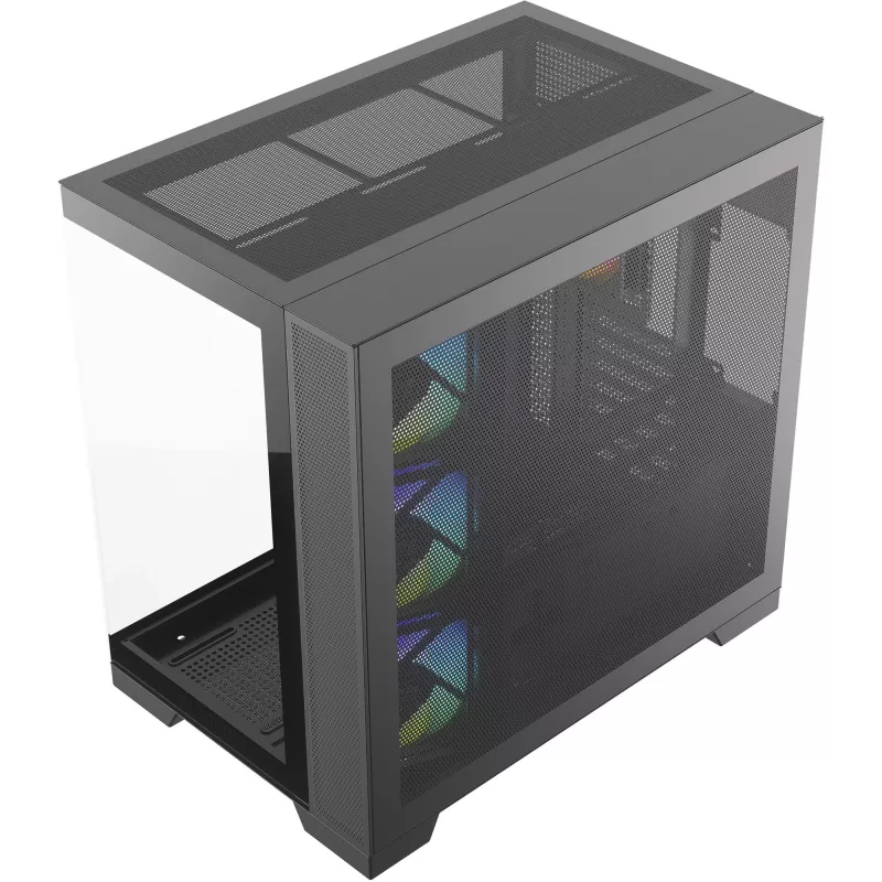 Silentware View A-RGB Black PC korpusas VIEWBLACK – vidutinis bokštas su A-RGB apšvietimu