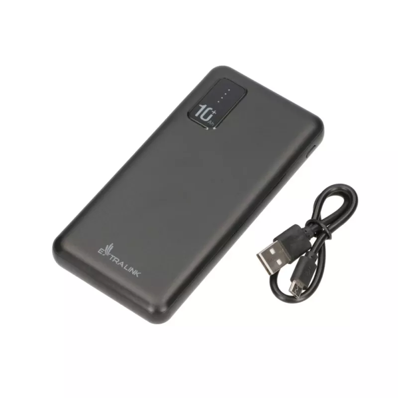 Powerbank Extralink EPB-098B 10000 mAh, LiPo, 2× USB-A + 1× USB-C, juodas