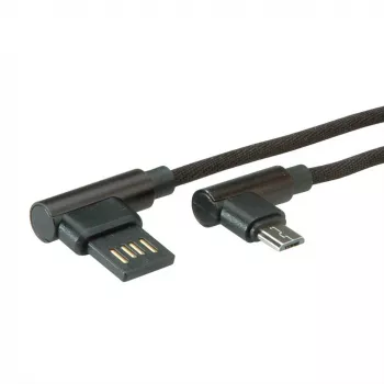 ROLINE USB 2.0 laidas, kampinis, Type A reversibilus - Micro B, ST/ST, juodas, 0,8 m (11.02.8720)