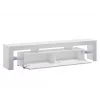 TV stovas Cama Meble TORO 200 2000×350×410 mm, pilkas stalviršis iš medžio drožlių plokštės, pilkai/baltas blizgesys