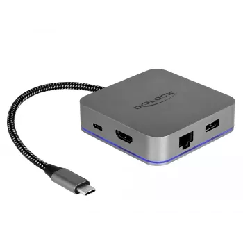Dėstymo stotelė DeLOCK 87742, USB-C, HDMI, 3x USB-A, Gigabit Ethernet, 87 W