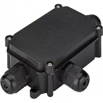 Wentronic Goobay IP-66 apsauginė dėžutė gnybtų blokams PG9, juoda – saugiam 3 kabelių sujungimui (56660)