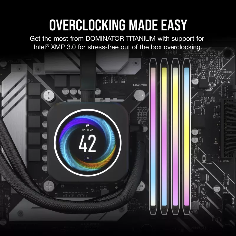 CORSAIR DOMINATOR TITANIUM RGB 96GB (2x48GB) DDR5 6400MT/s atminties rinkinys baltas