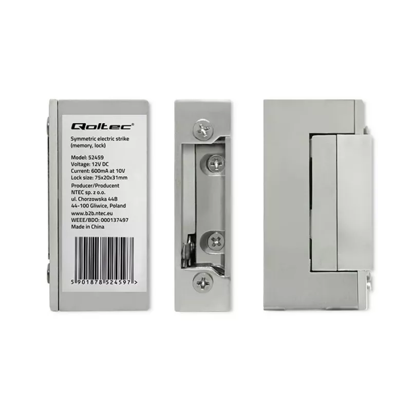 Elektromagnetinis užraktas QOLTEC 52459 12V simetriškas su atmintimi ir fiksavimu