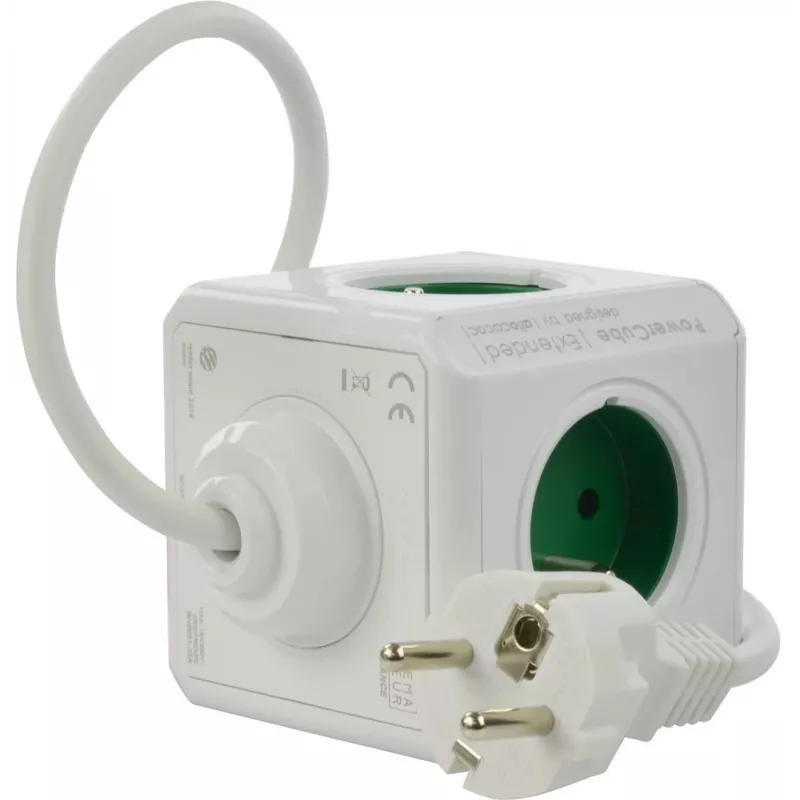 Allocacoc PowerCube Extended ilginimo lizdas 1,5 m 5 AC lizdai Žalias