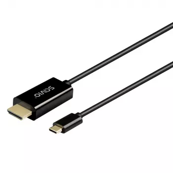 USB-C laidas SAVIO CL-191 2 m — USB-C į USB-C, kištukas-kištukas, juodas, plastikinis apvalkalas, varinis laidininkas