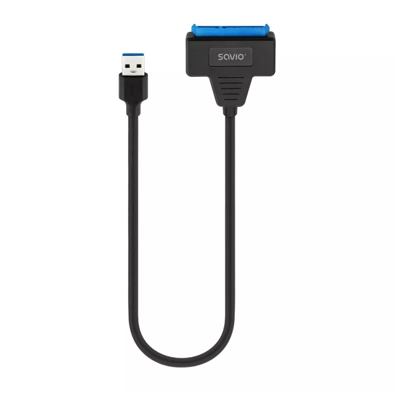 SAVIO SATA į USB 3.1 Gen 1 sąsajos laidas AK-68, SATA lizdas į USB-A kištuką, 5 Gbit/s, 0,25 m, juodas