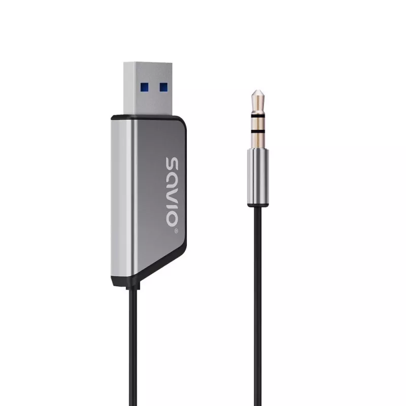 Savio TR-16 Bluetooth siųstuvas AUX adapteris su laisvų rankų funkcija, Bluetooth 5.3, Google Assistant/Siri