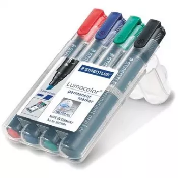 Markeris Staedtler Lumocolor 350 WP4 4 vnt. Juoda Mėlyna Žalia Raudona