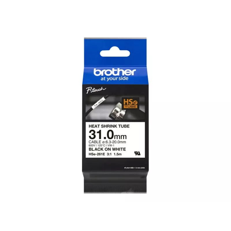 Spausdinimo juosta Brother HSe-261E juoda ant baltos 3,1 cm x 1,5 m