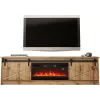 TV spintelė Cama Meble GRANERO su židinio moduliu, Wotan ąžuolas, 2000×350×567 mm, 2 durelės, 2 lentynos