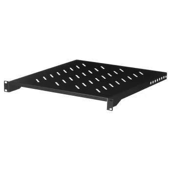 Lentyna stelažinė LANBERG AK-1005-B — 1U 19 colių fiksuota lentyna, 500 mm gylio, 482,6×45 mm, juoda, talpa 25 kg
