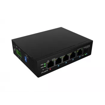 Nevaldomas pramoninis PoE jungiklis LANBERG ILFE-4P-1GE-1S-90, 4 PoE prievadai, 1×GigE, 1×SFP, montavimas ant DIN bėgio