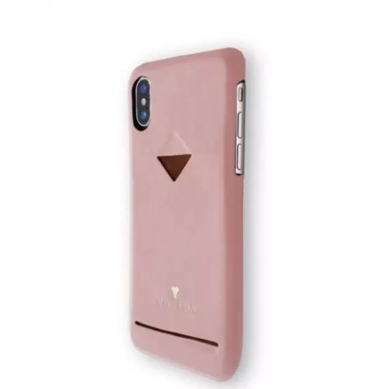 VixFox nugarinė panelė iPhone XSMAX su kortelių kišene, rožinė