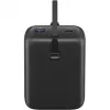 Powerbank 20.000 mAh su integruotu USB-C laidu 13 cm, 30 W (juoda, 20 Ah, 1x USB-A, 2x USB-C, PD, QC)