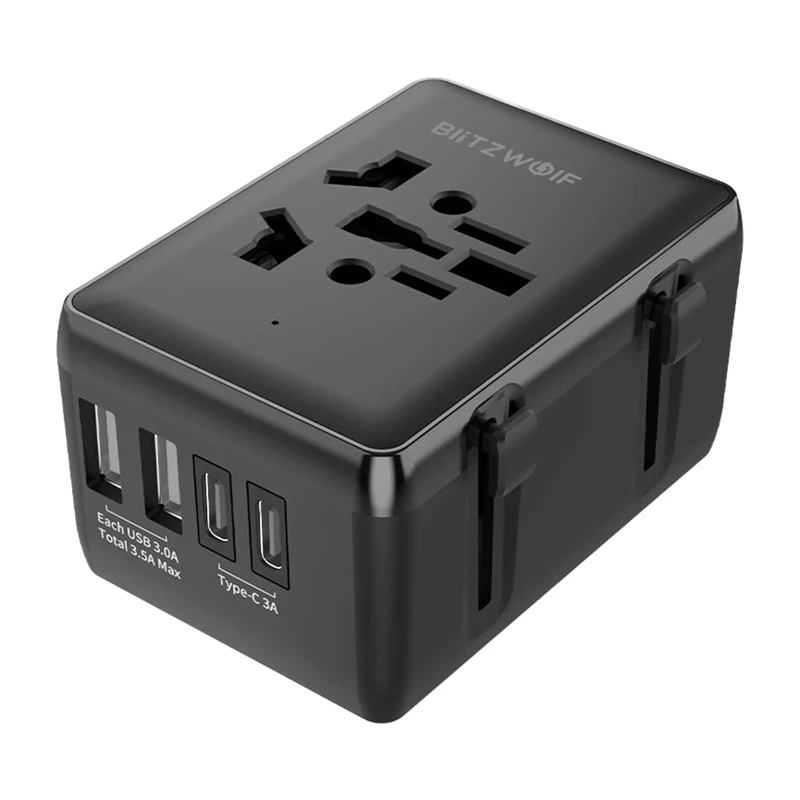Kelioninis adapteris BlitzWolf BW-TA1 4-in-1 su 2× USB PD 20W prievadais
