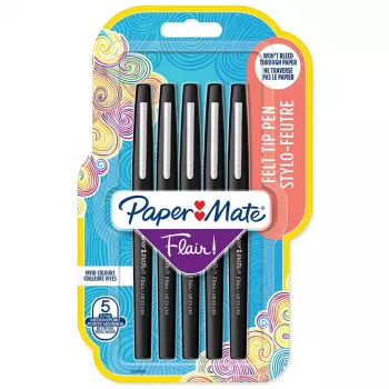 Flomasteris Papermate Flair Original Medium Juodas 5 vnt.
