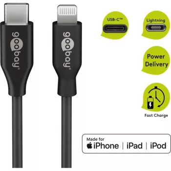 Krovimo ir sinchronizavimo laidas Goobay Lightning į USB-C 0,5 m