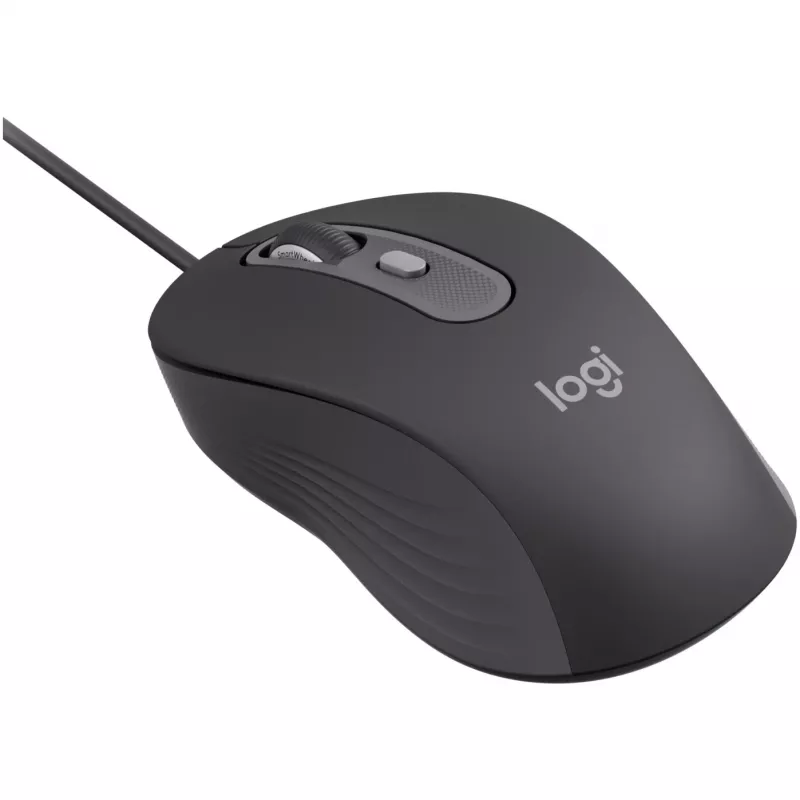 Logitech Signature Wired M520 versijai skirta laidinė optinė pelė USB-C Plug-and-Play Windows/Mac/Chrome/PC/nešiojamiesiems kompiuteriams - grafito spalva