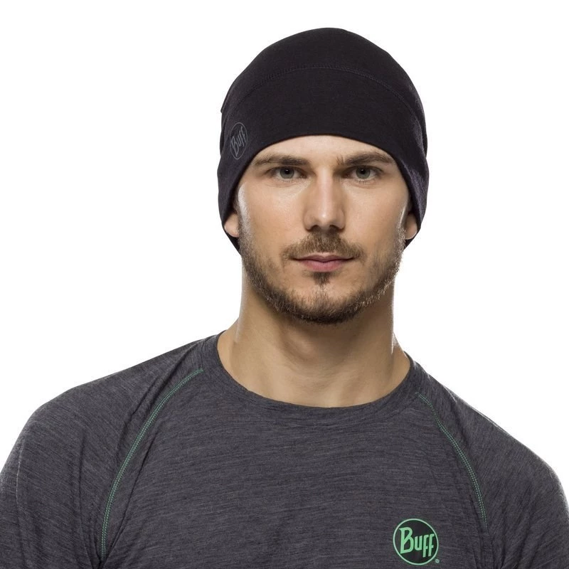 BUFF MERINO LIGHTWEIGHT BEANIE SOLID BLACK onesize kepurė Standartinis